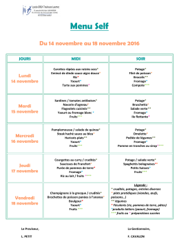 Le menu de la semaine - Lycée Erea Toulouse