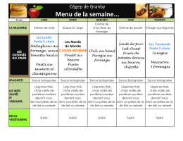 Menu de la semaine