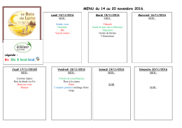 Menu semaine du 14 au 20 novembre 2016 CANTINE