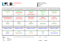 Restauration - le menu de la semaine