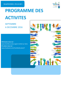 Programme des activités de septembre à