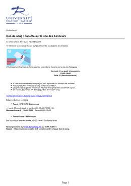 Don du sang : collecte sur le site des Tanneurs