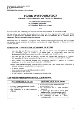 Notice d`inscription EXAMEN NIVEAU 2016