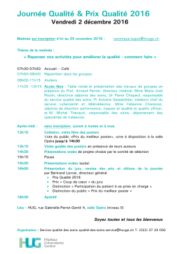 Programme de la journée qualité du 2 décembre 2016