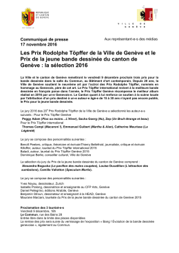 Les Prix Rodolphe T&ouml;pffer de la Ville de Gen&egrave;ve et le Prix de la