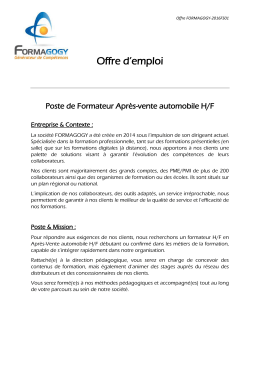 Offre d`emploi - Réseau Entreprendre Sud Ile-de