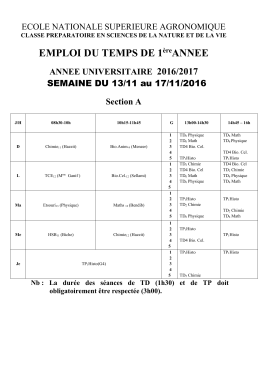 emploi du temps de 1 annee