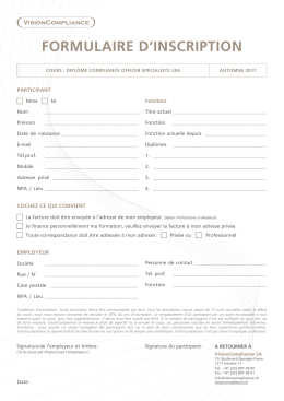 Inscription - VisionCompliance