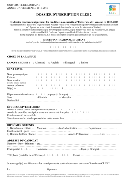 Téléchargez le dossier d`inscription au CLES 2