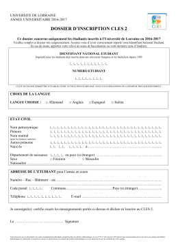 Dossier d`inscription au CLES 2