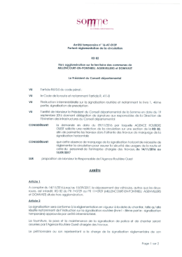 Modification réglementation de circulation sur une