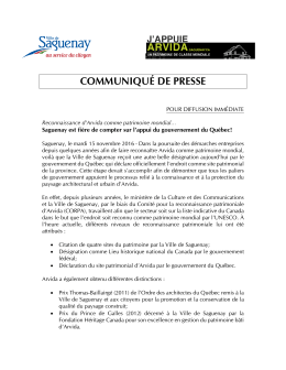 COMMUNIQU&Eacute; DE PRESSE