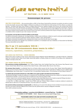 Communiqu&eacute; D`Jazz Nevers Festival 2016
