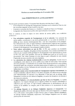 Page 1 Universit&eacute; Paris-Dauphine Elections au conseil scientifique