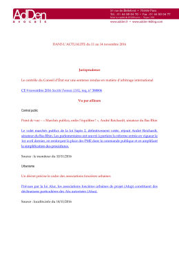 DANS L`ACTUALITE du 11 au 14 novembre 2016 Jurisprudence Le