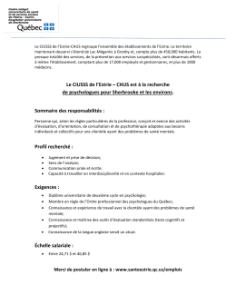 Le CIUSSS de l`Estrie – CHUS est à la recherche de psychologues