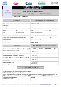 dossier de pr&eacute;-inscription
