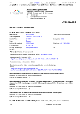 Acquisition et Entretien/réparation d`une ambulance de Transport