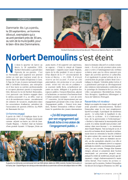 Hommage à Norbert Demoulins - Mairie de Dammarie-Les-Lys