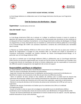 Chef de Secteurs de distribution - Nippes Lieu de travail : Nippes