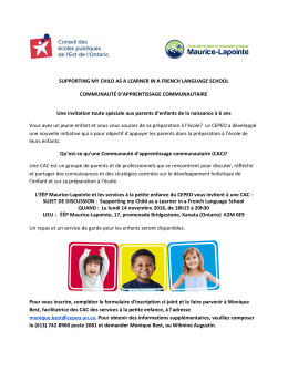 SUPPORTING MY CHILD AS A LEARNER IN A FRENCH