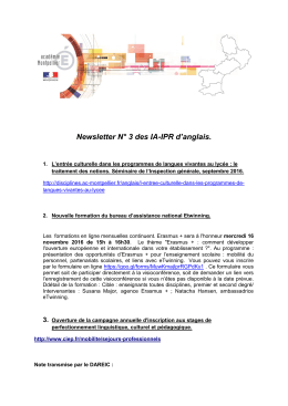 Newsletter #3 - novembre 2016 - plaquette de présentation