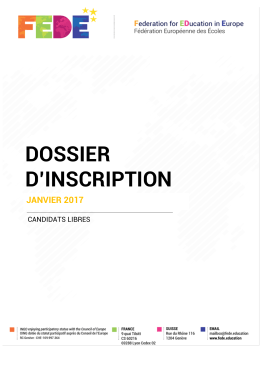 Dossier Candidat Libre Janvier 2017
