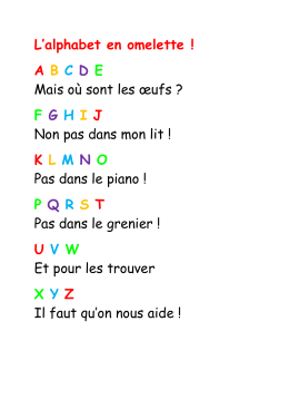 L`alphabet en omelette ! A B C D E Mais où sont les œufs ? F G H I J
