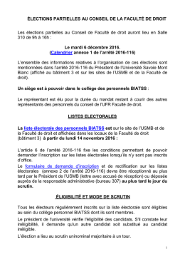 Organisation des élections - Faculté de droit de Chambéry