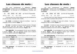 Les classes de mots - bla