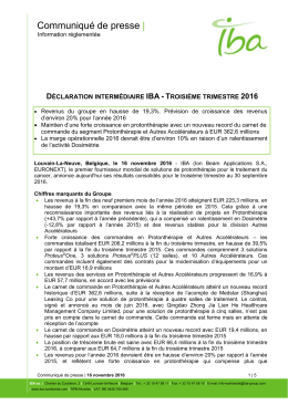 IBA Chemin du Cyclotron, 3 | 1348 Louvain-la-Neuve