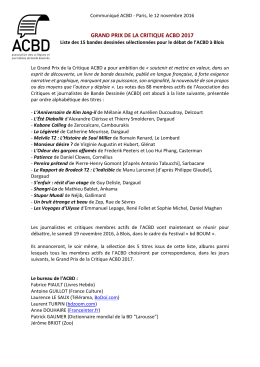 GRAND PRIX DE LA CRITIQUE ACBD 2017