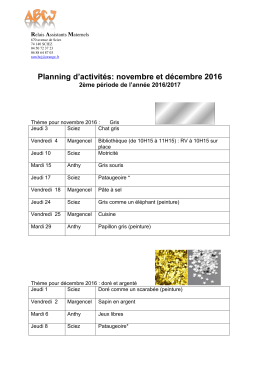 Planning d`activités: novembre et décembre 2016 - Ville-de