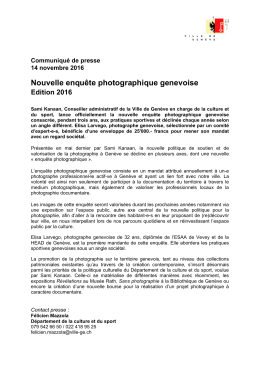 Nouvelle enqu&ecirc;te photographique genevoise