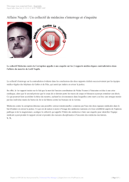 Affaire Nagdh : Un collectif de médecins s`interroge et s