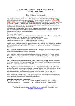 informations activit&eacute;s