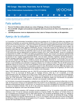 Faits saillants Aperçu de la situation