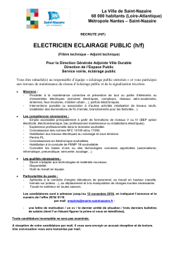 ELECTRICIEN ECLAIRAGE PUBLIC (h/f) - Ville de Saint