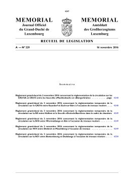 Réglementation de la circulation - Legilux