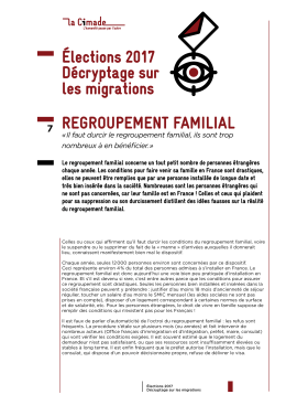 RegRoupemeNt FamiLiaL Élections 2017 Décryptage