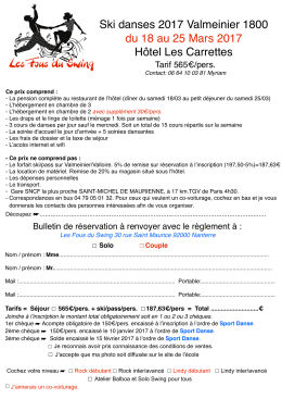 Fiche d`inscription