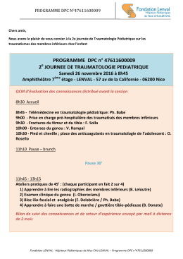 PROGRAMME DPC n° 47611600009 2 JOURNEE DE