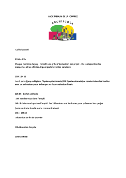 VADE MEDUM DE LA JOURNEE Café d`accueil 9h30 – 11h