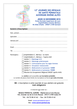 8&egrave;me JOURN&Eacute;E DES R&Eacute;SEAUX DE SANT&Eacute; P&Eacute;RINATALE RH&Ocirc;NE