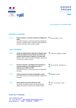 Agenda presse du 31 octobre au 14 novembre 2016