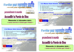 Dimanche 11 décembre 2016 : « nous ouvrir à Celui qui vient