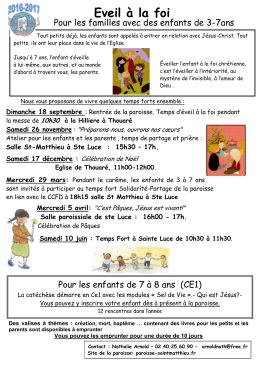 Calendrier de l`éveil à la foi - paroisses Saint