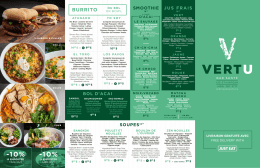 voir notre menu - VertU Bar Sant&eacute;