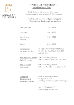 Consultez les tarifs - Abbaye de Talloires