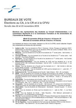 Liste des bureaux de vote - Université de Strasbourg